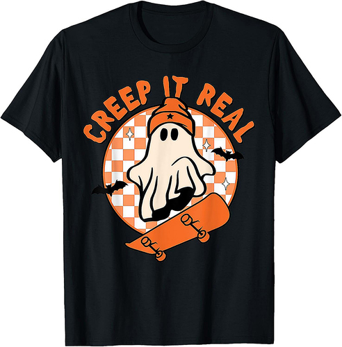 Vintage Retro Halloween Creep It Real Ghost Boy Fall Season T-Shirt