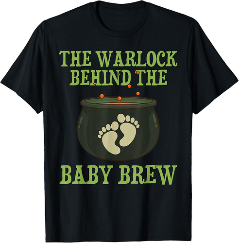 Warlock Behind The Baby Brew Halloween New Dad To Be 2025 T-Shirt