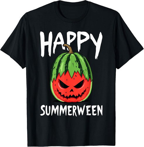 Watermelon Jackolantern Summer Halloween Happy Summerween T-Shirt
