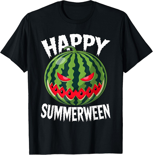 Watermelon Jackolantern Summer Halloween Happy Summerween T-Shirt