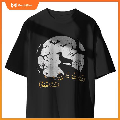 Weiner dog in the Moon Dachshund Halloween Pumpkin Gifts T-Shirt
