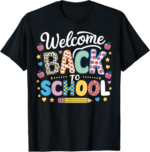 Welcome Back To School Design With Pencil And Icons T-Shirt