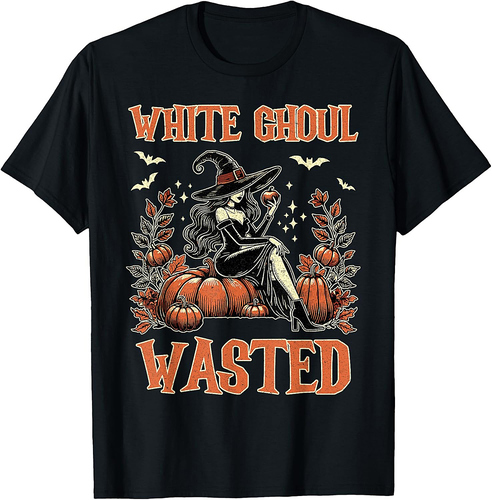 White Ghoul Wasted Halloween T-Shirt