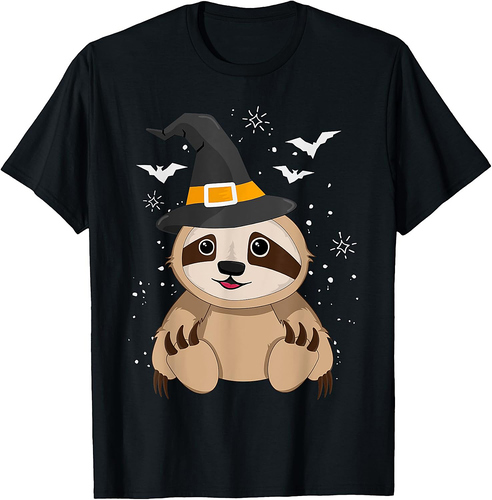 Witch Sloth Halloween Trick Treat Costume Outfit Kids Boys T-Shirt