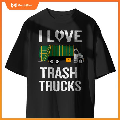 Womens Garbage Truck with I Love Trash Saying V-Neck T-Shirt
