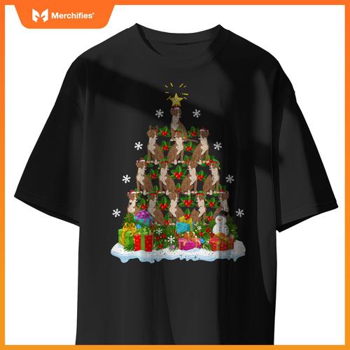 Xmas Decoration Santa Bloodhound Dog Christmas Tree T-Shirt