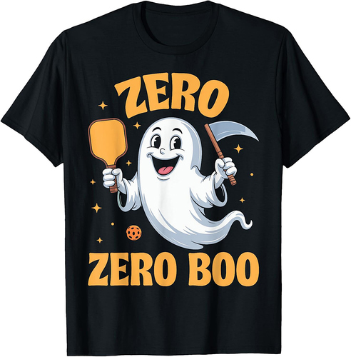 Zero Zero Boo Spooky Pickleball Lover Ghost Halloween T-Shirt