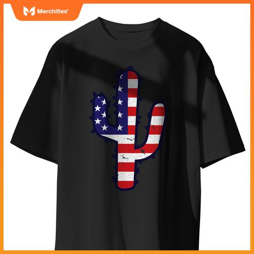 american flag cactus  usa patriotic 4th of july family T-Shirt