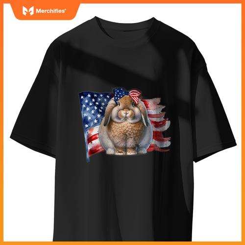 american fuzzy lop bunny rabbit patriotic flag T-Shirt