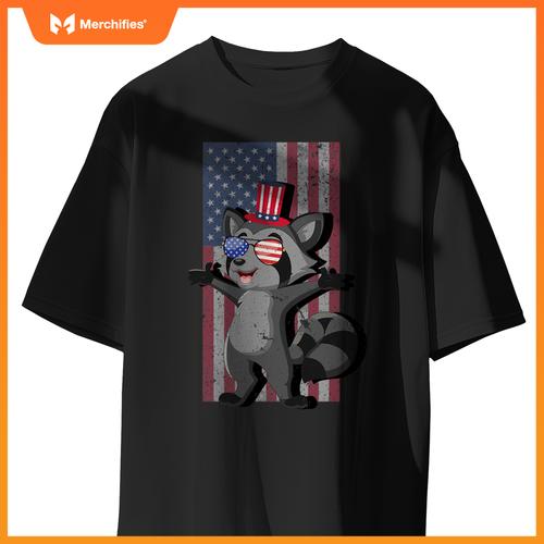 american patriotic or 4th of july or usa raccoon T-Shirt