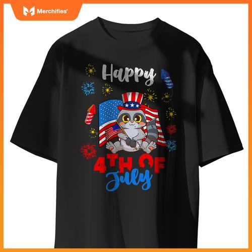 american usa patriotic 4th of july raccoon T-Shirt
