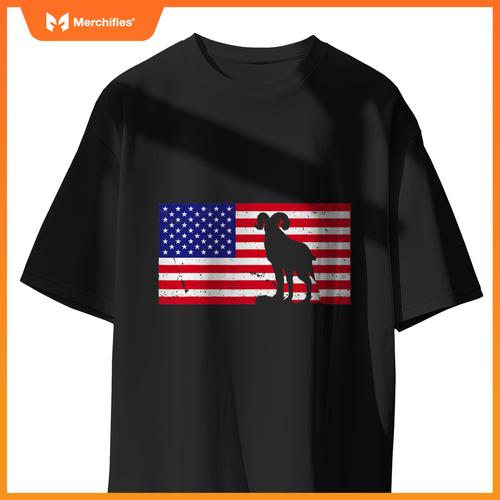 bighorn sheep usa patriotic american flag men women kids boy T-Shirt