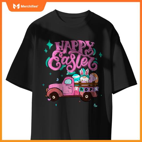 Bunny Easter Spring Rabbit Gnome Truck Happy Easter Day T-Shirt