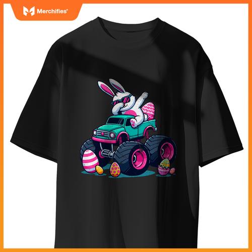 Bunny Happy Easter Monster Truck Boys Girls Eggs Dabbing T-Shirt