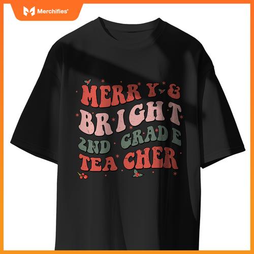 Christmas groovy merry and bright second grade teacher