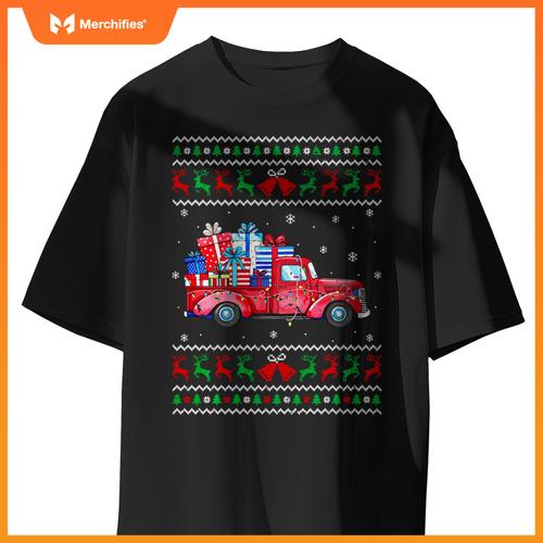Christmas Red Truck With S Ugly Sweater Holiday Sweat T-Shirt