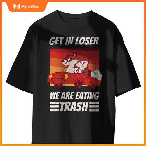 Cool Possum Raccoon Driving Car Eating Trash T-Shirt