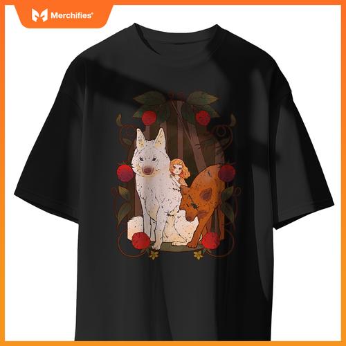 Cottagecore Aestic Wolf - Wild Dog With Fairy And Berries T-Shirt
