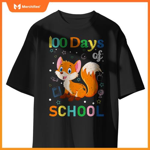 Cute fox lovers teacher student 100th day of school
