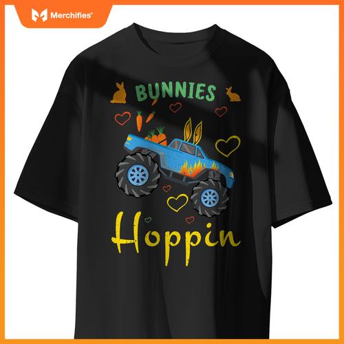 Cute Monster Truck Bunny Rabbit Happy Easter Sunday T-Shirt