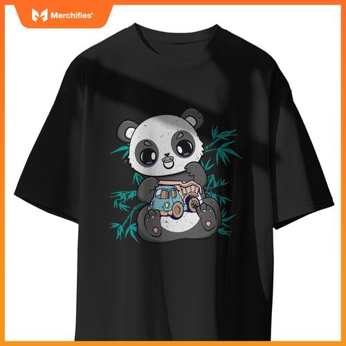 Cute Panda Holding Toy And Kawaii Bear Truck Driver T-Shirt