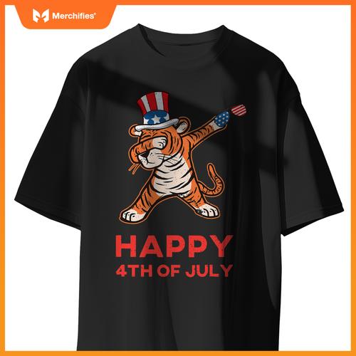dabbing tiger  kids american patriotic july 4th usa T-Shirt