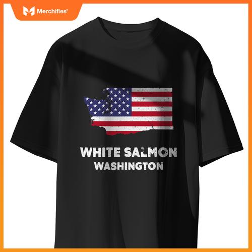 distressed patriotic usa flag white salmon, washington T-Shirt