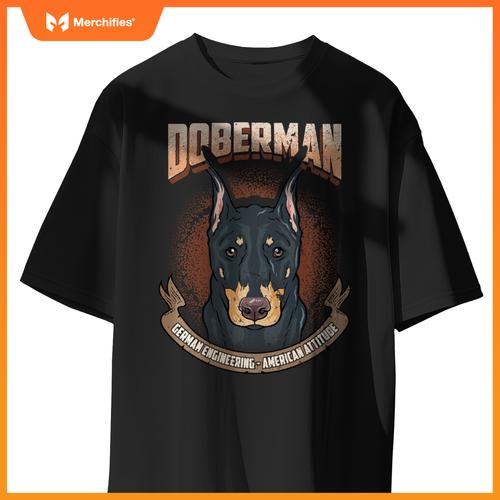 Doberman Dog German Engineering American Attitude T-Shirt
