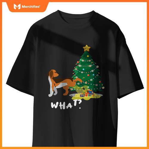 Dog Peeing On Christmas Tree What ,Christmas T-Shirt