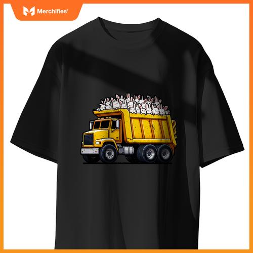 Dump Truck Carrying Rabbits Bunnies Easter Matching Family T-Shirt