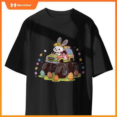 Easter Egg Monster Truck Easter Day Kids Bunny Rabbit Kids T-Shirt