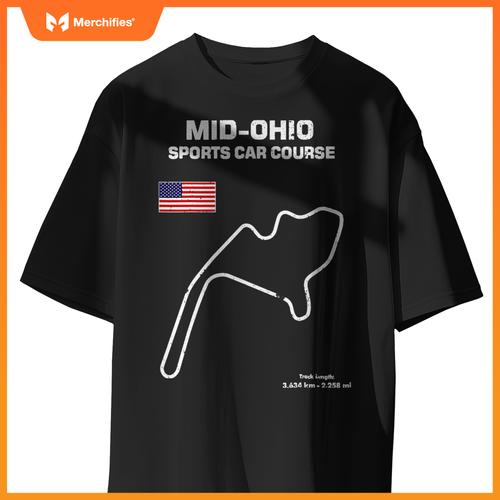 Famous Circuit Outline Mid Ohio Track Race Fan Car Racing T-Shirt