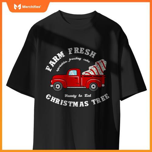 Farm Fresh Christmas Tree Cakes Christmas Tree Truck Farmer T-Shirt