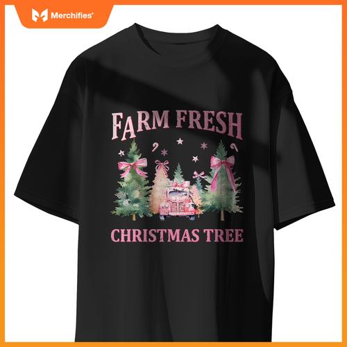 Farm Fresh Christmas Tree Car Coquette  Farm Xmas Pj T-Shirt