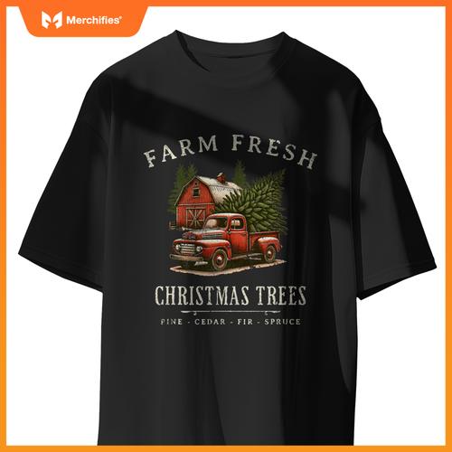 Farm Fresh Christmas Trees Rustic Farmhouse Truck T-Shirt