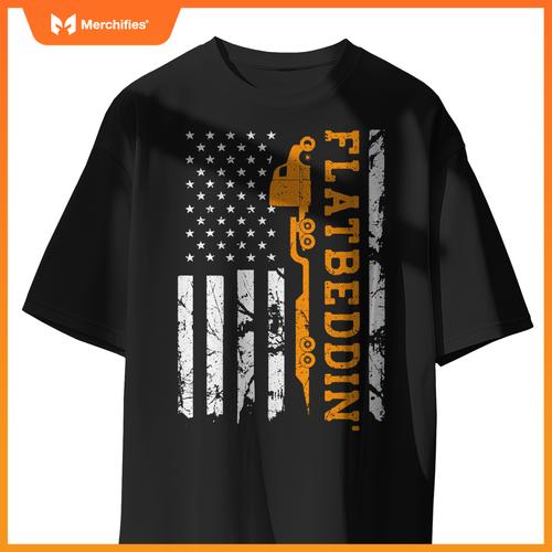 Flatbedder Truck American Flag Patriotic Flatbed Trucker T-Shirt