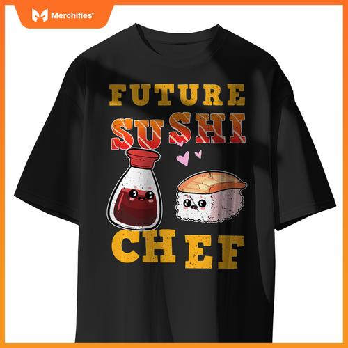 Future Sushi Chef Salmon Maki Anime Figure Japanese Manga T-Shirt