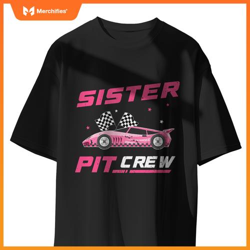 Girl Race Car Birthday Decorations Racing Sister Pit Crew T-Shirt