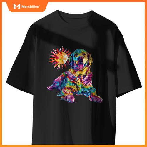 Golden Retriever Dog Colorful Art Image  Lover T-Shirt