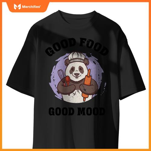 Good Food Good Mood Baking Panda Chef  Design T-Shirt