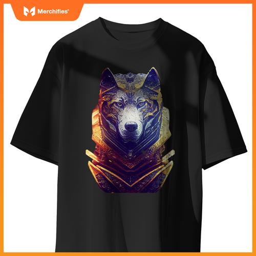 Gorgeous Anthropomorphic Wolf Dog Wearing Cyber T-Shirt