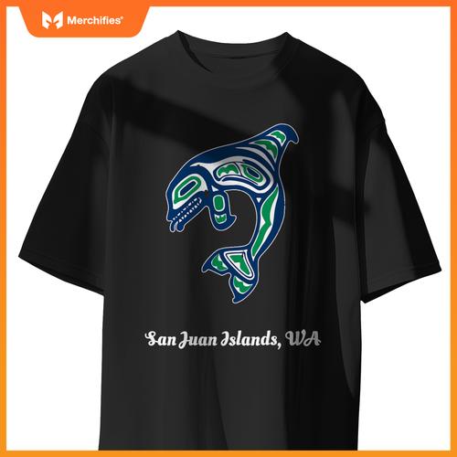 Green native american san juan islands wa orca killer whale T-Shirt