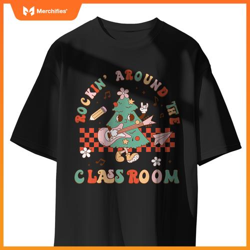 Groovy teacher christmas tree rocking around  classroom