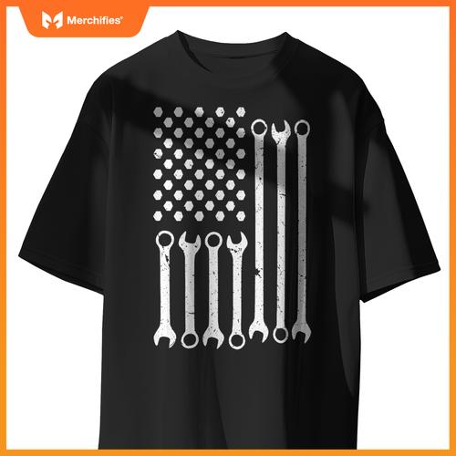 Mechanic Flag American Patriotic Flag Car Mechanic Usa Flag T-Shirt
