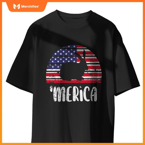 Merica rabbit american flag usa patriotic independence T-Shirt