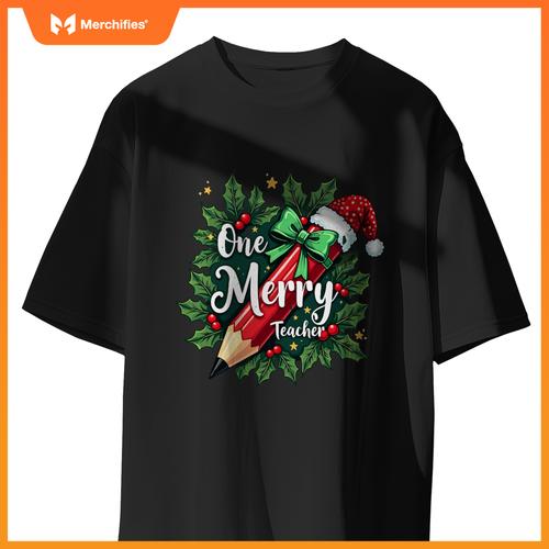 Merry teacher christmas pencil holly