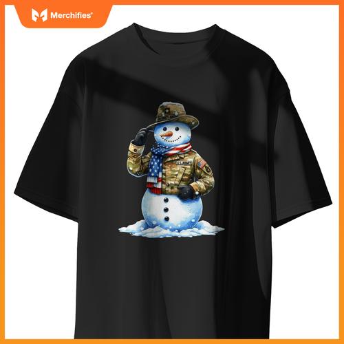 Military patriotic snowman  christmas veteran holiday sweat T-Shirt