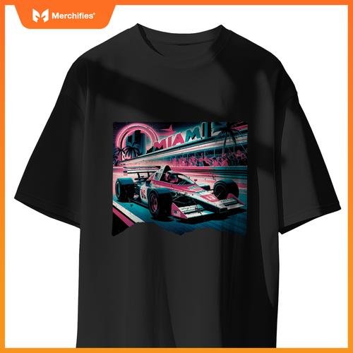 Mula Racing Open Wheel Car  Miami Circuit Usa Flag T-Shirt