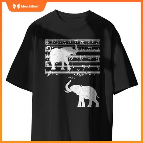 Music notes with elephant on music sheet music teacher