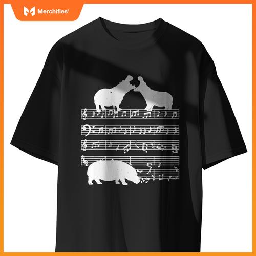 Music notes with hippo on music sheet music teacher